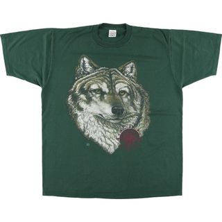 古着 COTTON GROVE オオカミ柄 アニマルTシャツ USA製 メンズXL /eaa445501(Tシャツ/カットソー(半袖/袖なし))