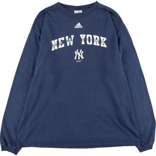 アディダス(adidas)の古着 アディダス adidas MLB NEW YORK YANKEES ニューヨークヤンキース ロングTシャツ ロンT メンズXL /eaa438109(Tシャツ/カットソー(半袖/袖なし))