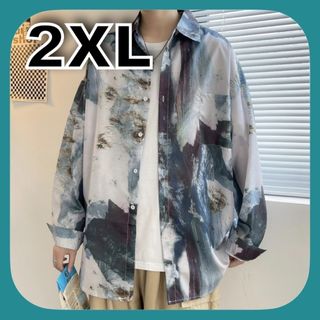 【即完売】2XL ストリート ビッグシルエット 夏 秋 長袖 シャツ 前開き(シャツ)