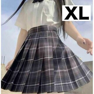 【XL】制服 女子高生　高校　スカート　リボン付き　コスプレ　高校制服3点(ひざ丈スカート)