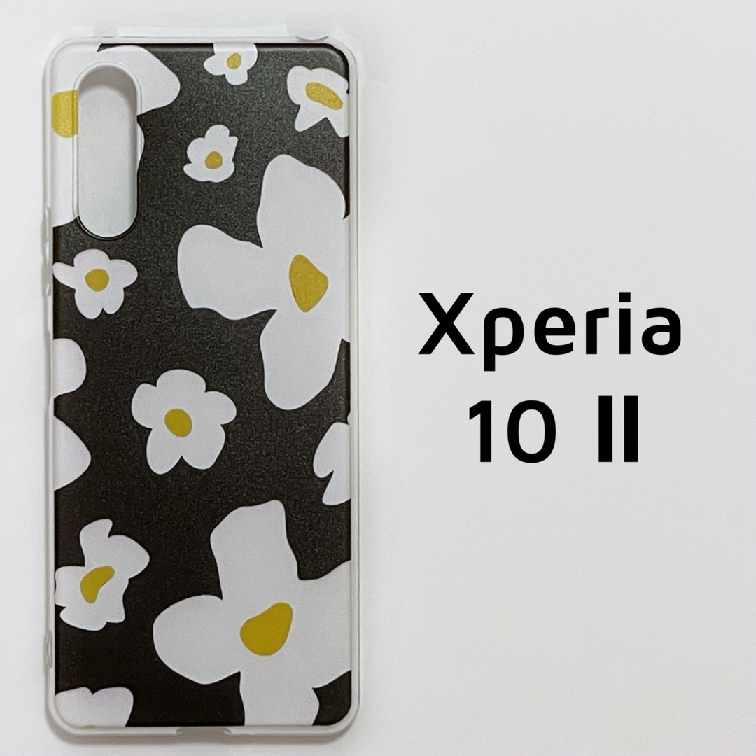 Xperia 10 Ⅱ クリア 黒白 花 ソフトケース スマホ/家電/カメラのスマホアクセサリー(Androidケース)の商品写真