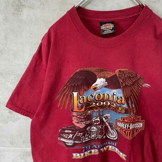 ハーレーダビッドソン(Harley Davidson)の【2002年、usa製、両面プリント】ハーレーダビッドソン古着Tシャツイーグル(Tシャツ/カットソー(半袖/袖なし))