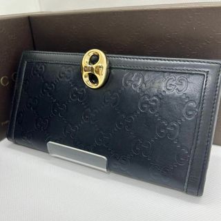 グッチ(Gucci)の【美品】グッチ 159641 486134 長財布 二つ折り レザー GG シマ(長財布)