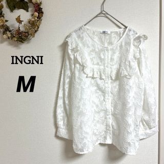 イング(INGNI)のINGNI イング シアーブラウス 七分袖 フリル 透け感 薄地(シャツ/ブラウス(長袖/七分))