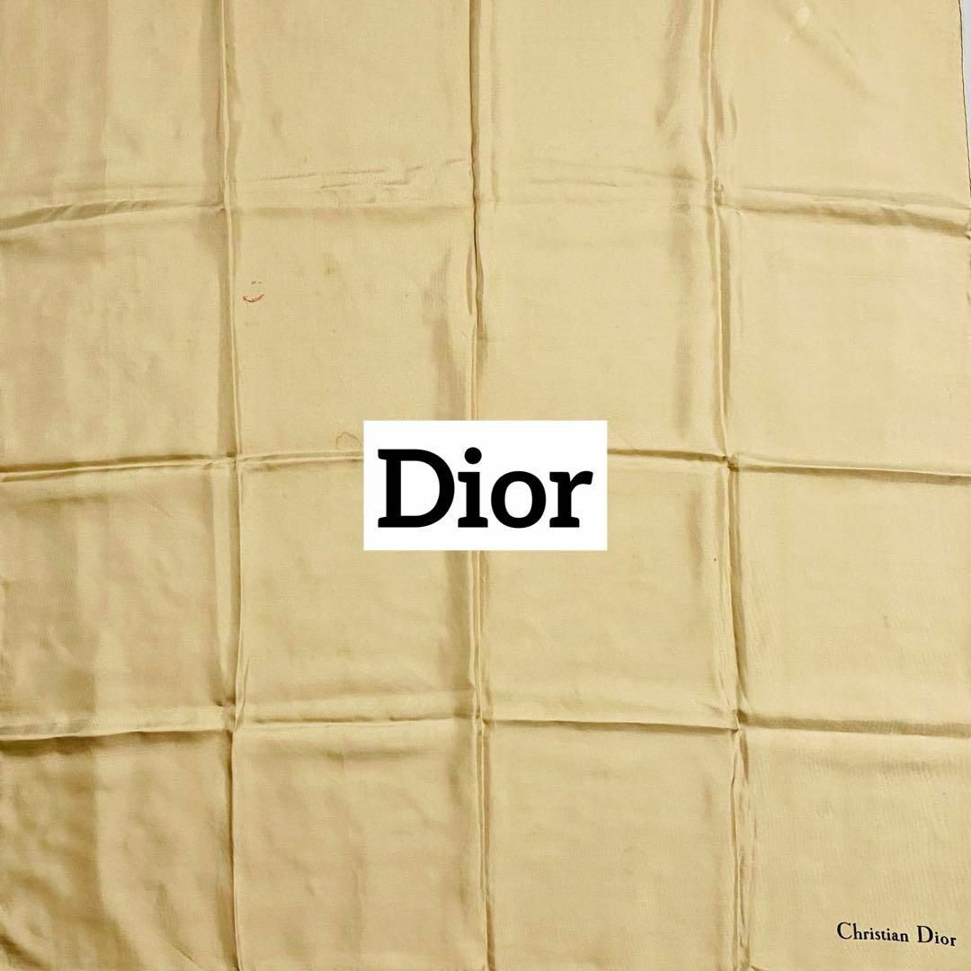 Christian Dior(クリスチャンディオール)の★Christian Dior★ スカーフ 無地 ロゴ シルク ベージュ レディースのファッション小物(バンダナ/スカーフ)の商品写真