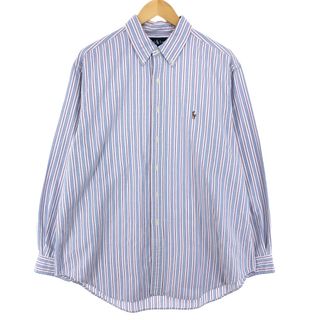 ラルフローレン(Ralph Lauren)の古着 ラルフローレン Ralph Lauren CLASSIC FIT マルチストライプ 長袖 ボタンダウンストライプシャツ メンズXL /eaa443146(シャツ)