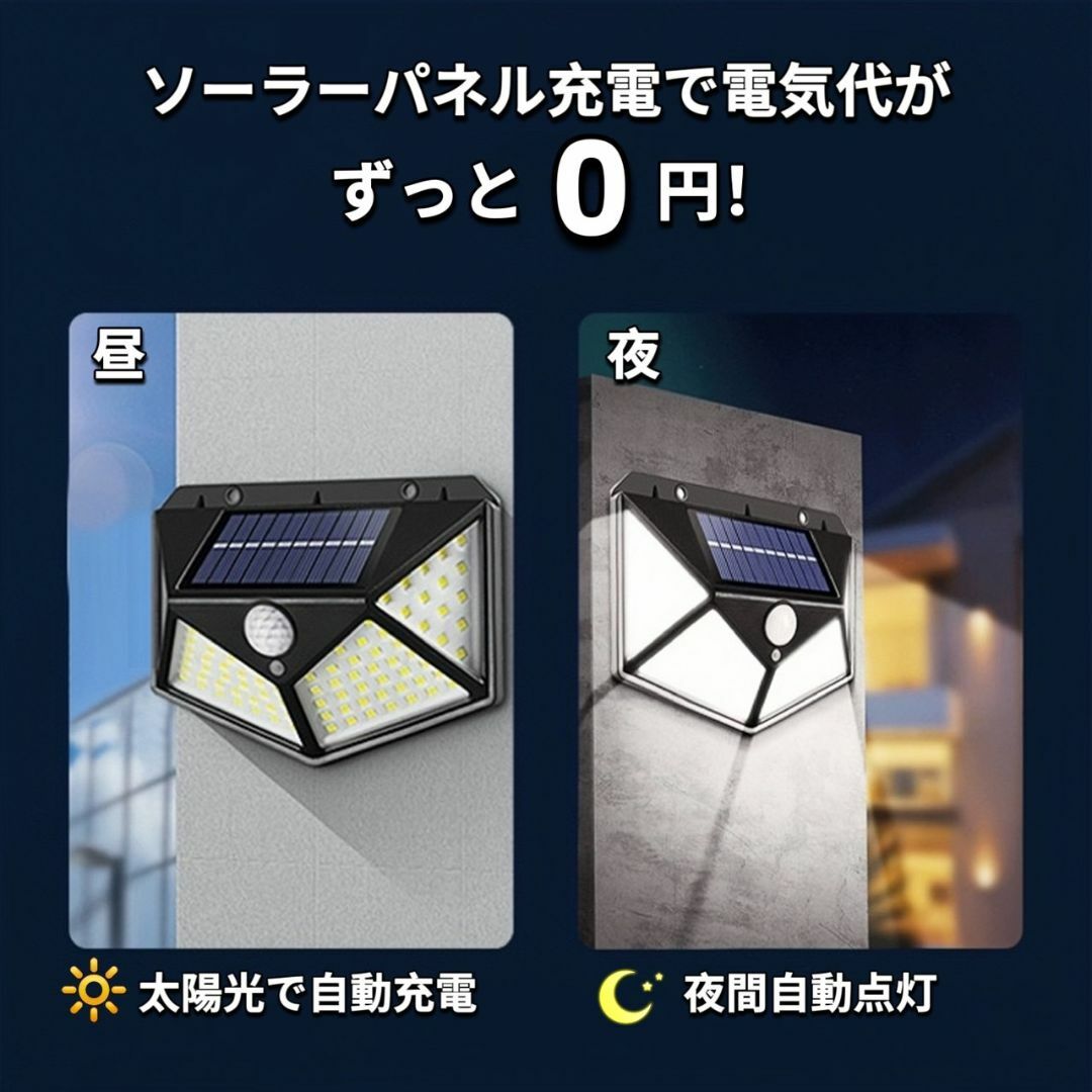 ソーラーライト 屋外 防水 明るい 人感センサー センサーライト 4個セット インテリア/住まい/日用品のライト/照明/LED(その他)の商品写真