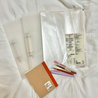 MUJI (無印良品) - 無印良品　ポリプロピレンファイル　２穴　クリアポケット　ノート　マーカー　ペン