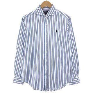 ラルフローレン(Ralph Lauren)の古着 ラルフローレン  POLO by Ralph Lauren マルチストライプ ワイドカラー長袖 コットンストライプシャツ メンズM /eaa443151(シャツ)