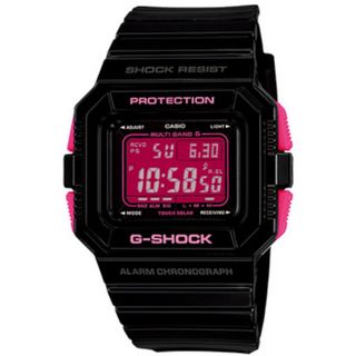 【美品】G-SHOCK スクエア ソーラー 黒×ピンク GW-5510B-1JF(腕時計(アナログ))