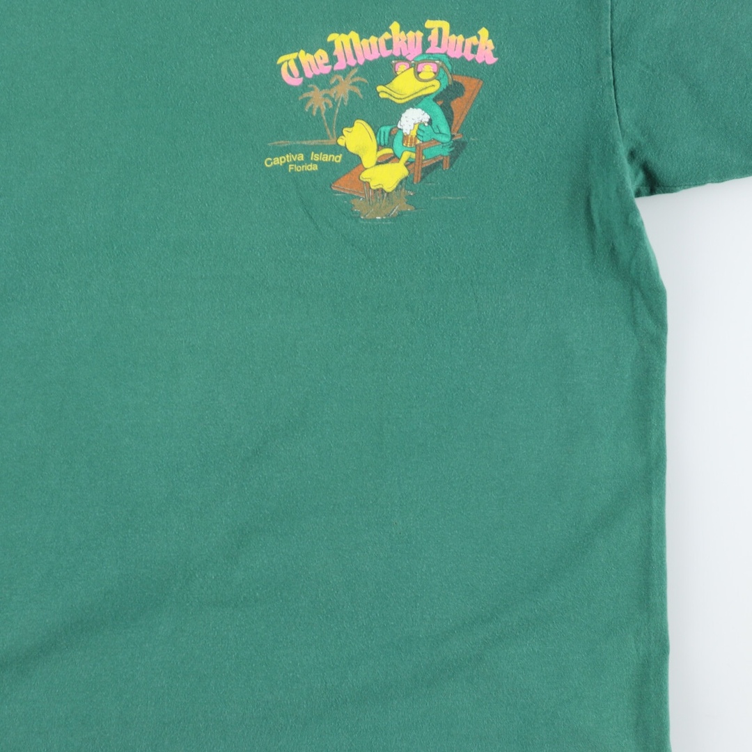 Hanes(ヘインズ)の古着 90年代 ヘインズ Hanes THE MUCKY DUCK ザマッキーダックレストラン アドバタイジングTシャツ USA製 メンズL ヴィンテージ /eaa442893 メンズのトップス(Tシャツ/カットソー(半袖/袖なし))の商品写真