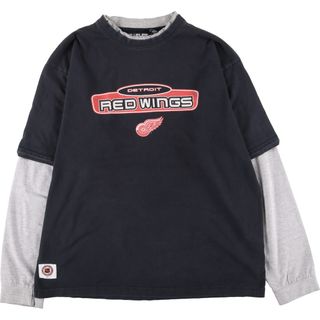 古着 BLUELINE NHL DETROIT RED WINGS デトロイトレッドウィングス レイヤード ロングTシャツ ロンT メンズL /eaa436216(Tシャツ/カットソー(半袖/袖なし))