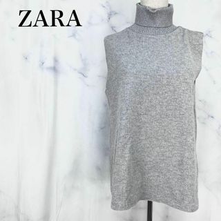 ZARA - ★【新品・タグ付】ザラ　ノースリーブタートルネックニット　カットソー　グレー