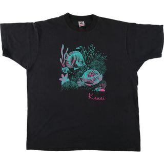 フルーツオブザルーム(FRUIT OF THE LOOM)の古着 90年代 フルーツオブザルーム FRUIT OF THE LOOM 魚柄 アニマルTシャツ USA製 メンズXL ヴィンテージ /eaa444598(Tシャツ/カットソー(半袖/袖なし))