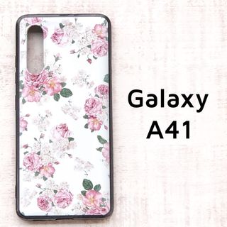 Galaxy A41 白 花 ソフトケース カバー(Androidケース)