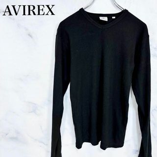 AVIREX - 【美品】AVIREX アビレックス　長袖カットソー　Tシャツ　リブ　ブラック