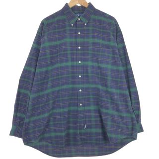 ラルフローレン(Ralph Lauren)の古着 ラルフローレン Ralph Lauren The Big Oxford タータンチェック 長袖 ボタンダウンチェックシャツ メンズXL /eaa443179(シャツ)