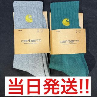 カーハート(carhartt)のcarhartt カーハート　ソックス 靴下　新品未使用品2足セット　グレー　緑(ソックス)