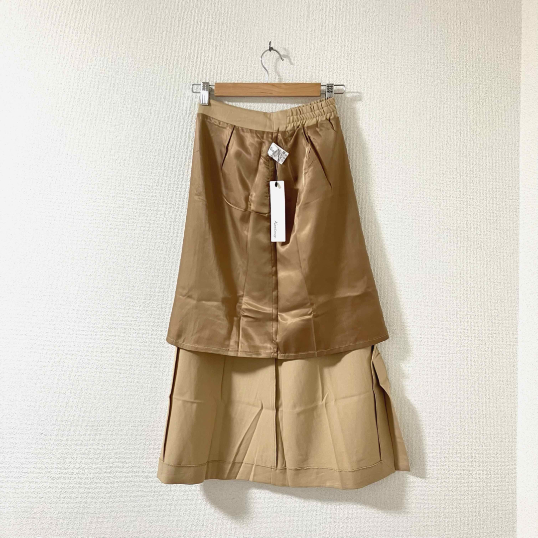 【andme】アンドミー ツイルロングフレアスカート ライトベージュ 細身M レディースのスカート(ロングスカート)の商品写真