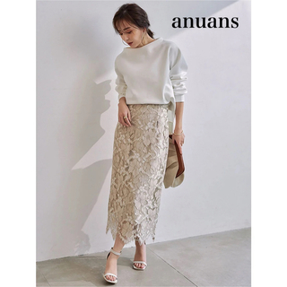 アニュアンス(ánuans)のanuans アニュアンス　コードレースタイトスカート(ひざ丈スカート)