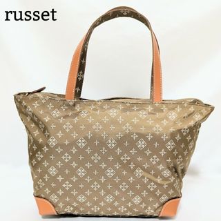 Russet - ラシット トートバッグ 肩掛け 総柄 A4可 ナイロン×レザー ベージュ