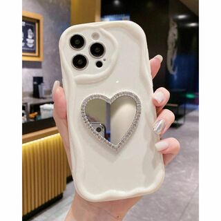 韓国 iPhoneケース ホワイト 白 ハート ミラー 高級感 シンプル 透明(iPhoneケース)