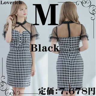 ジュエルズ(JEWELS)のLoveRich チェック柄 半袖 シースルー キャバドレス M(ミニドレス)