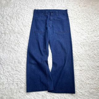 ミリタリー(MILITARY)の【70s】U.S.NAVY セーラー 巻きパンツ　ベルボトム　ヴィンテージ　濃紺(ワークパンツ/カーゴパンツ)