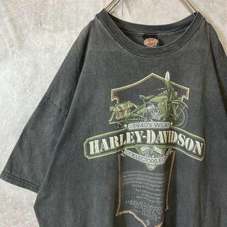 ハーレーダビッドソン(Harley Davidson)の【超オーバーサイズ、USA製、フェード◎】ハーレーダビッドソン両面プリント黒(Tシャツ/カットソー(半袖/袖なし))