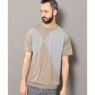 ビューティアンドユースユナイテッドアローズ(BEAUTY&YOUTH UNITED ARROWS)のBY アーガイル パネル ショートスリーブ ニット(Tシャツ/カットソー(半袖/袖なし))