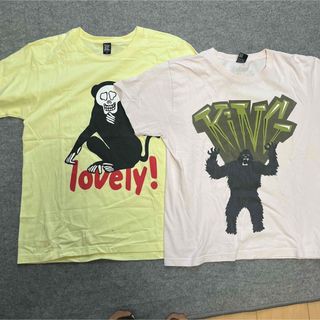 グラニフ(Design Tshirts Store graniph)のグラニフ　Tシャツ　モンキー　ゴリラ　猿　黄色　ピンク　イエロー　シャツ(Tシャツ/カットソー(半袖/袖なし))