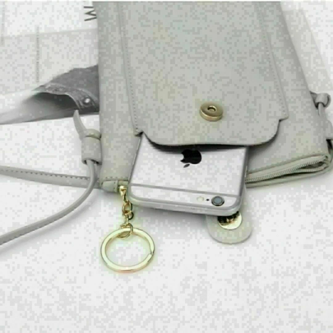 新品・未使用 スマホショルダー ポシェット スマホポーチ ミニショルダー グレー レディースのバッグ(ショルダーバッグ)の商品写真