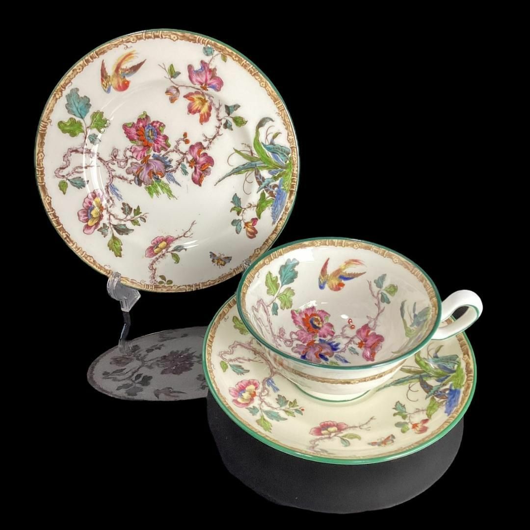 WEDGWOOD(ウェッジウッド)の超希少★ ウェッジウッド スワロー ハンドペイント トリオ カップ&ソーサー インテリア/住まい/日用品のキッチン/食器(グラス/カップ)の商品写真