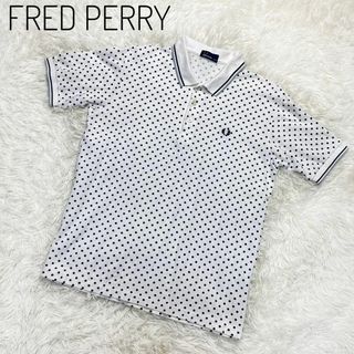 フレッドペリー(FRED PERRY)のフレッドペリー　半袖ポロシャツ　水玉　XL ホワイト　ネイビー　ロゴ刺繍(ポロシャツ)