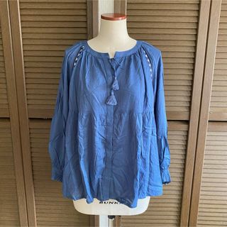 flaix  レーヨンタッセル刺繍ボイルブラウス(シャツ/ブラウス(長袖/七分))