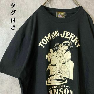 【希少XL、タグ付き、コラボ】VANSONトムとジェリー黒TシャツWB半袖