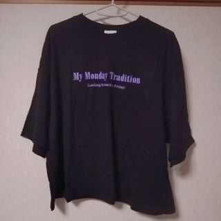 ジーユー(GU)のGU＊レディース 黒 ロゴTシャツ(Tシャツ(半袖/袖なし))