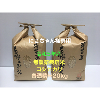 にこちゃん様専用 無農薬コシヒカリ普通精米20kg(5kg×4)令和5年産(米/穀物)