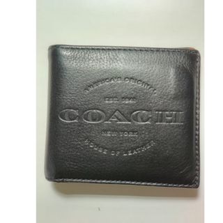 コーチ(COACH)のコーチ 二つ折り財布 ブラック レザー 札入れ(折り財布)