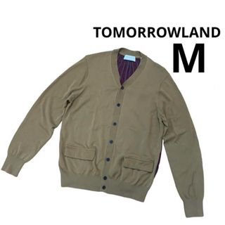 トゥモローランド(TOMORROWLAND)のトゥモローランド　カーディガン　メンズ　異素材　カーキ　ストライプ　(カーディガン)