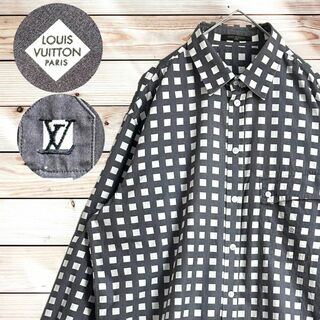 ☆人気デザイン☆Louis Vuitton ドレスシャツ 総柄 刺繍 XL