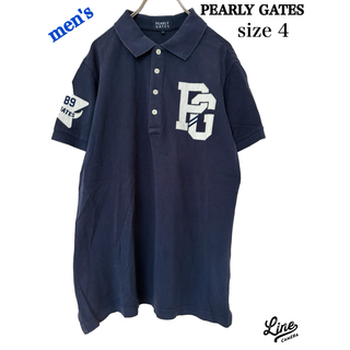 パーリーゲイツ(PEARLY GATES)のPG パーリーゲイツ　ポロシャツ　メンズ4  Mサイズ　半袖シャツ　ネイビー(ウエア)