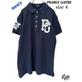 パーリーゲイツ(PEARLY GATES)のPG パーリーゲイツ　ポロシャツ　メンズ4  Mサイズ　半袖シャツ　ネイビー(ウエア)