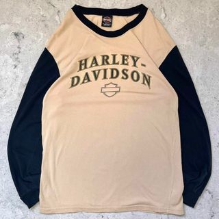 ハーレーダビッドソン(Harley Davidson)の【ハーレーダビッドソン】Lサイズ EU製 切り替え ツートーン 長袖Tシャツ(Tシャツ/カットソー(半袖/袖なし))