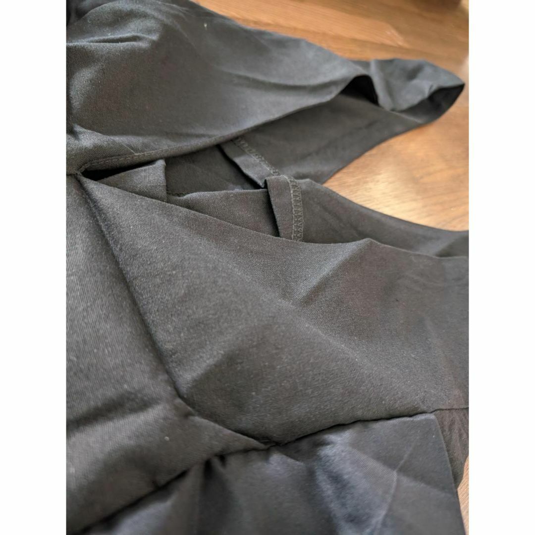 オーバーオール サロペット ブラック 黒 リボン マキシ丈 結婚式 レディースのパンツ(サロペット/オーバーオール)の商品写真