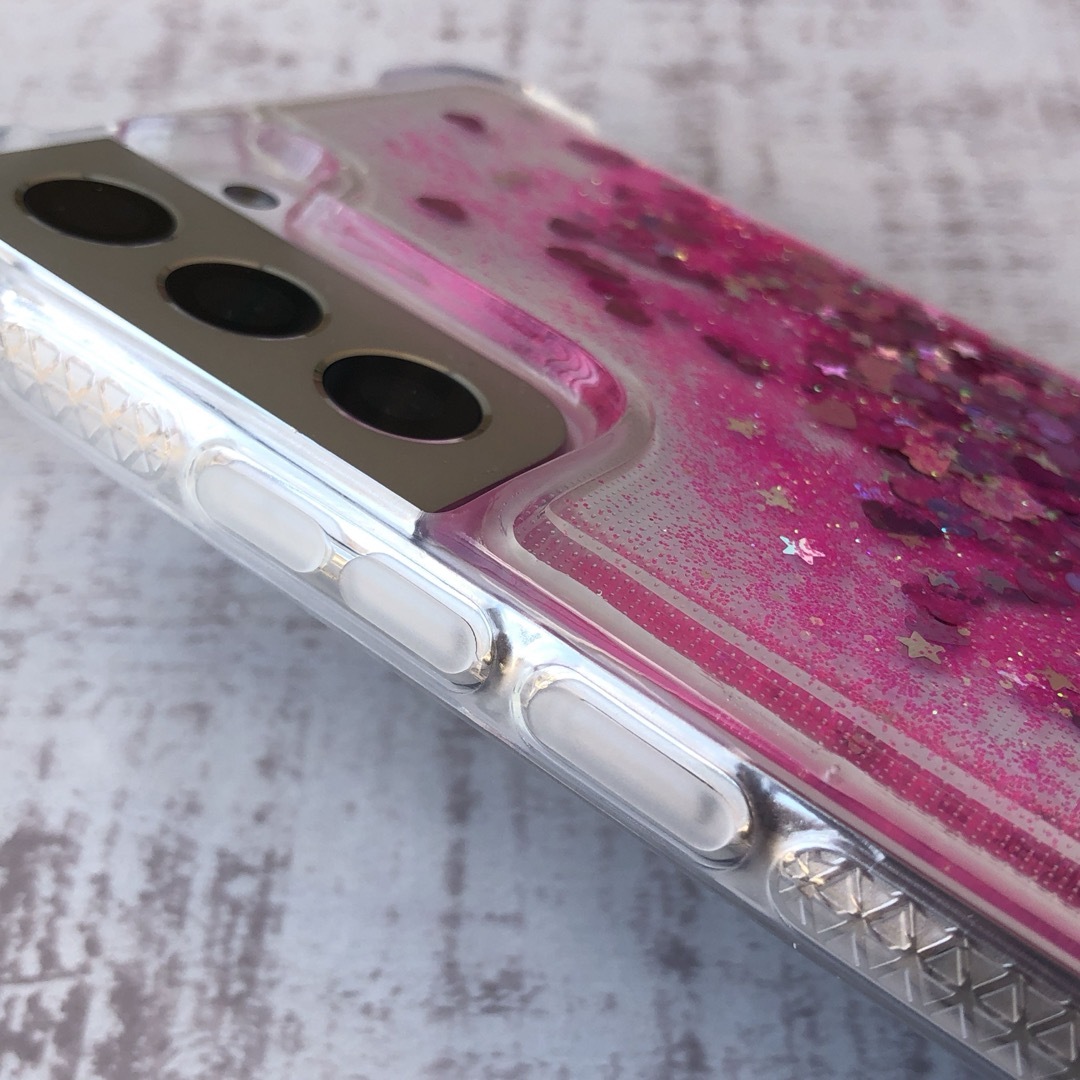 Galaxy S22 ネオンピンク キラキラ グリッター 動く カバー スマホ/家電/カメラのスマホアクセサリー(Androidケース)の商品写真
