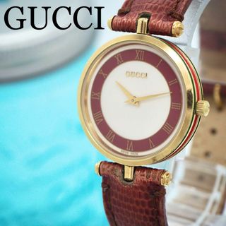 Gucci - 74 GUCCI グッチ時計　メンズ腕時計　シェリーライン　レッド　サイドライン