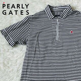 PEARLY GATES - パーリーゲイツ　ボーダー　ジップ　ポロシャツ　ロゴ　4