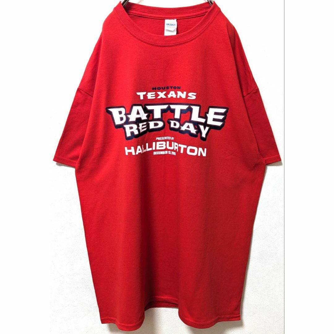 ギルダン ヒューストンテキサンズバトルレッドデイ Tシャツ レッド赤XL古着 メンズのトップス(Tシャツ/カットソー(半袖/袖なし))の商品写真