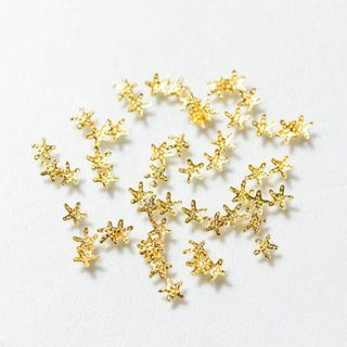 【サイズ:ヒトデ約50粒(3mm）】スタッズ メタルパーツ【パールストーンMK】(その他)